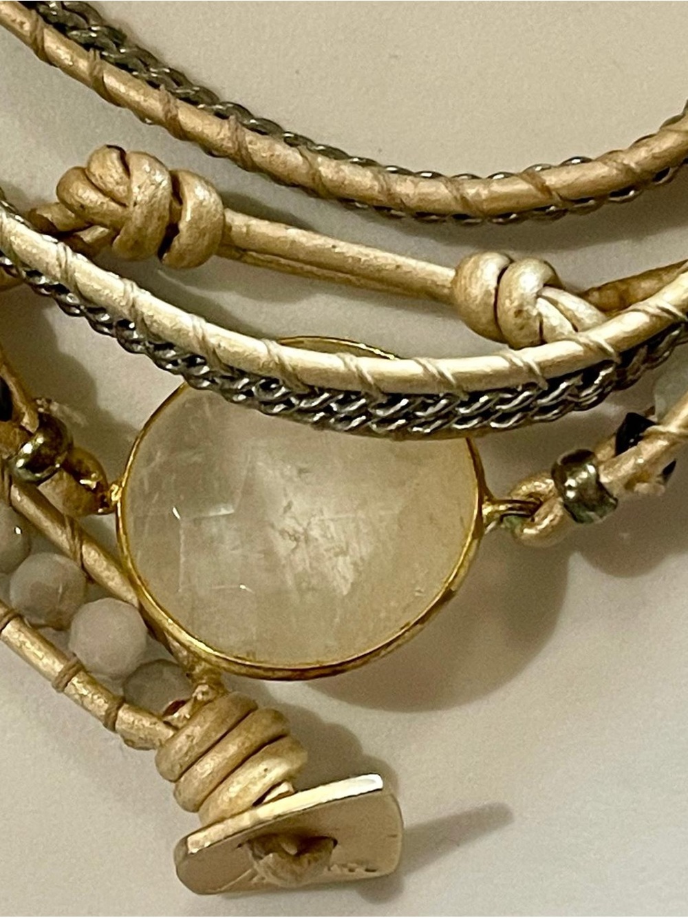 Layered Cream and Gold Stone Bracelet for Kids